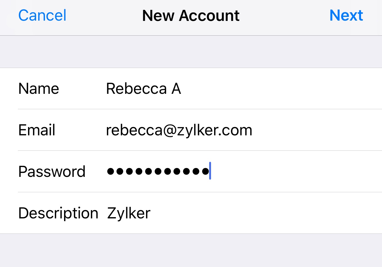 iPhone IMAP account configuration