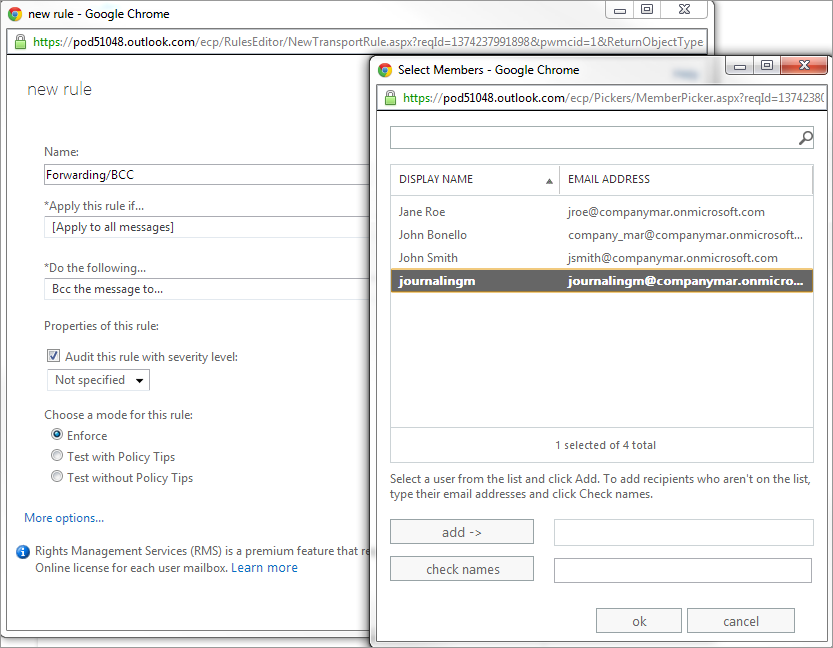 Creating a new Forwarding Rule