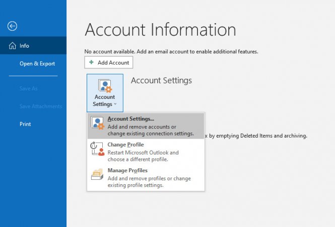 Outlook Account Settings
