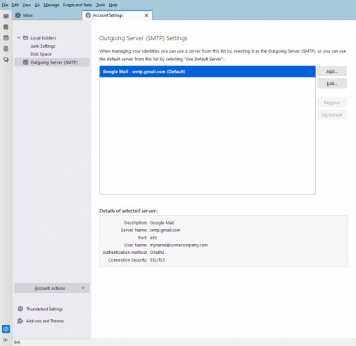 Outgoing Server Settings