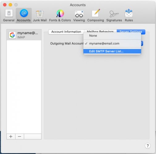 Edit SMTP Server List
